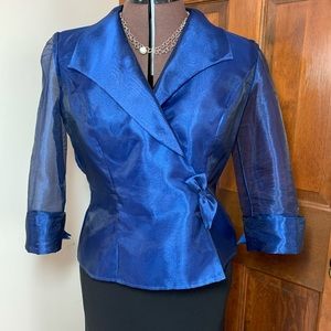 Eye-Catching Cobalt Wrap Blouse